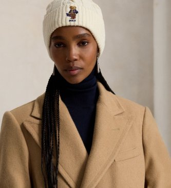 Polo Ralph Lauren Kapa iz mešanice volne s Polo Bear bež