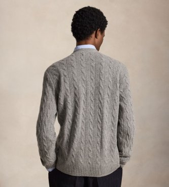 Polo Ralph Lauren Cardigan en laine et cachemire gris