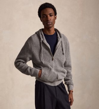 Polo Ralph Lauren Gray hooded knit jacket