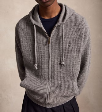 Polo Ralph Lauren Gray hooded knit jacket