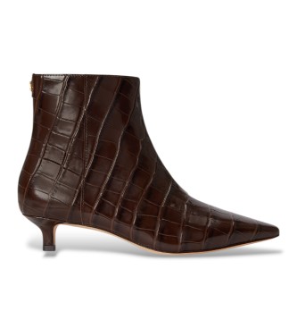 Lauren Ralph Lauren Stivaletti Francesca in pelle repoussé marrone