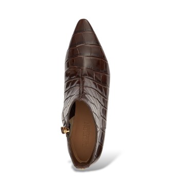 Lauren Ralph Lauren Stivaletti Francesca in pelle repoussé marrone