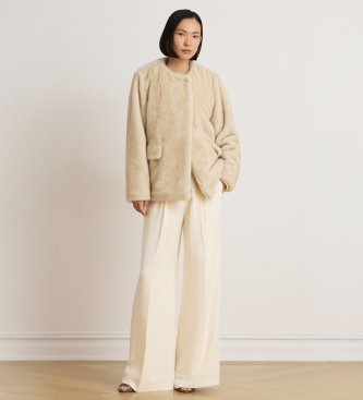 Lauren Ralph Lauren Beige jas van synthetisch bont