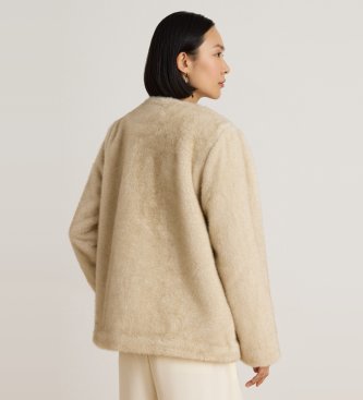 Lauren Ralph Lauren Beige jas van synthetisch bont