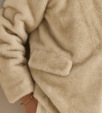 Lauren Ralph Lauren Beige jas van synthetisch bont