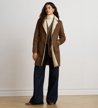Lauren Ralph Lauren Cappotto in camoscio con montone, marrone