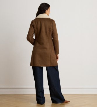 Lauren Ralph Lauren Cappotto in camoscio con montone, marrone