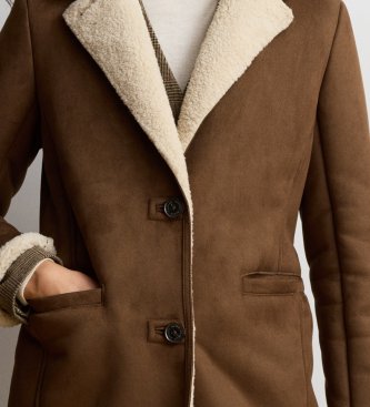 Lauren Ralph Lauren Cappotto in camoscio con montone, marrone