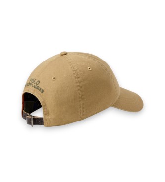 Polo Ralph Lauren Be?owa czapka z diagonalu z misiem Polo Bear