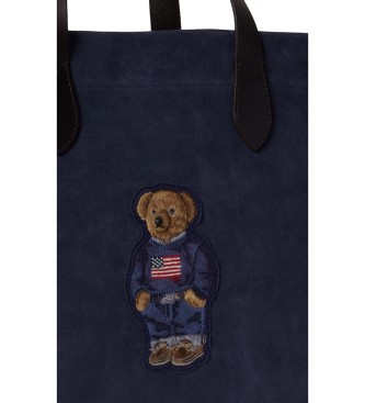 Polo Ralph Lauren Borsa tote in pelle scamosciata con Polo Bear blu navy