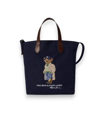 Polo Ralph Lauren Torba tote z bawełny z Polo Bear w kolorze granatowym