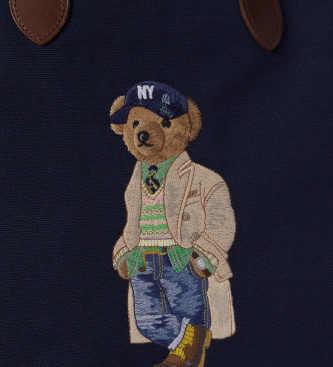 Polo Ralph Lauren Torba tote z bawełny z Polo Bear w kolorze granatowym