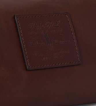 Polo Ralph Lauren Bruine leren toilettas Heritage