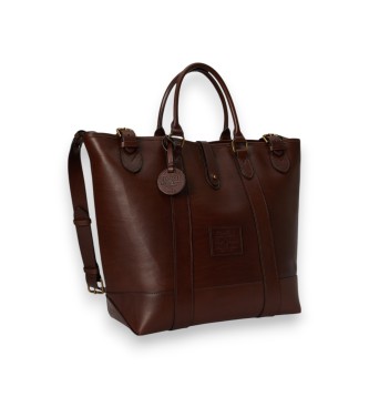 Polo Ralph Lauren Sac tote Heritage moyen en cuir marron