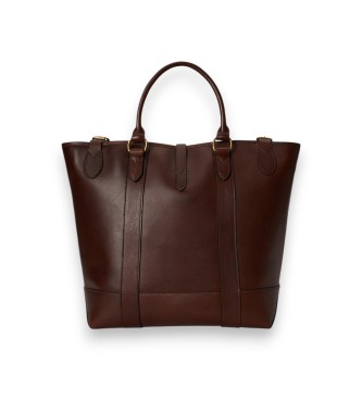 Polo Ralph Lauren Sac tote Heritage moyen en cuir marron