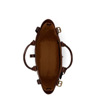 Polo Ralph Lauren Sac tote Heritage moyen en cuir marron