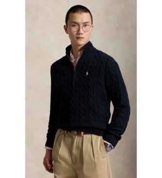 Polo Ralph Lauren Suéter de algodão em ponto de tranças azul-marinho