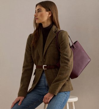 Lauren Ralph Lauren Karly mellemstor tote-taske i granatrødt overtrukket læder