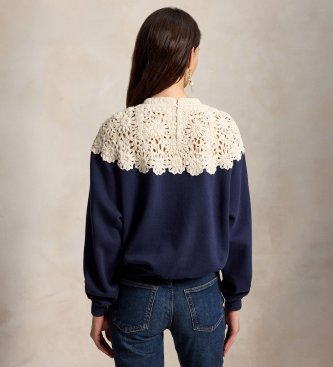 Polo Ralph Lauren Pull en peluche avec empiècement au crochet bleu