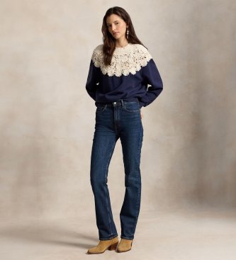 Polo Ralph Lauren Pull en peluche avec empiècement au crochet bleu