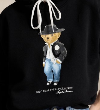 Polo Ralph Lauren Zwart sweatshirt met Polo Bear-print in kersthumeur