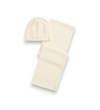 Lauren Ralph Lauren Conjunto de gorro y bufanda crudo