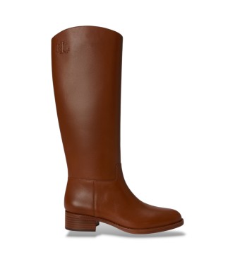 Lauren Ralph Lauren Stivali alti Kyle in pelle di vitello marrone