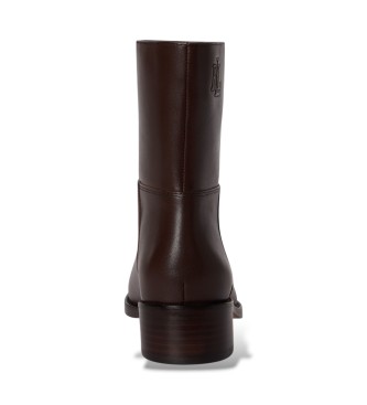 Lauren Ralph Lauren Kyle veterschoenen van donkerbruin kalfsleer