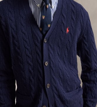 Polo Ralph Lauren Cardigan en laine et cachemire marine