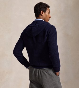 Polo Ralph Lauren Navy blue hooded knit jacket