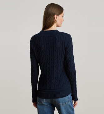 Lauren Ralph Lauren Maglione da cricket in punto trecce blu marino