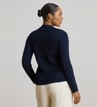 Lauren Ralph Lauren Maglione da cricket in punto trecce blu marino