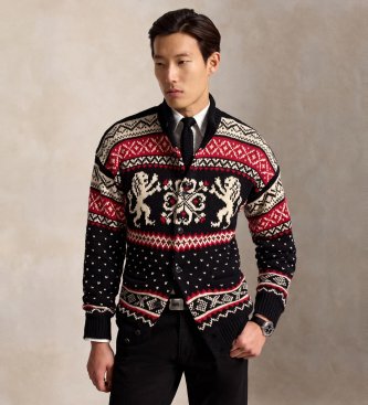 Polo Ralph Lauren Cardigan oversize in cotone e cashmere nero