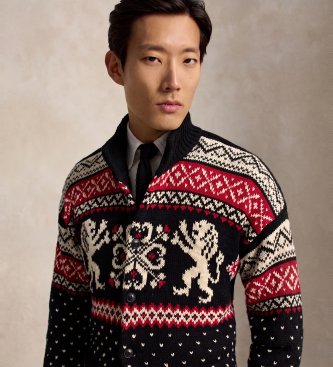 Polo Ralph Lauren Cardigan oversize in cotone e cashmere nero