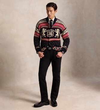 Polo Ralph Lauren Cardigan oversize in cotone e cashmere nero