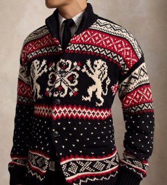 Polo Ralph Lauren Cardigan oversize in cotone e cashmere nero