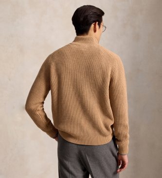 Polo Ralph Lauren Jersey de lana y algodón en punto waffle beige