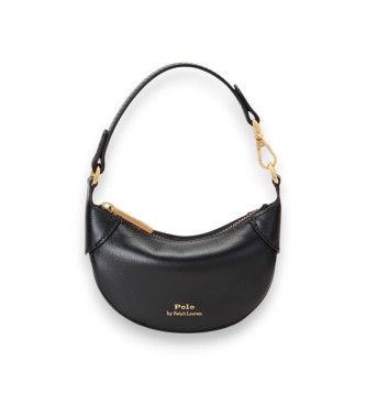 Polo Ralph Lauren Bolsa de couro meia-lua preta