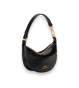 Polo Ralph Lauren Bolsa de couro meia-lua preta
