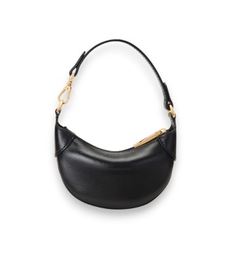 Polo Ralph Lauren Bolsa de couro meia-lua preta