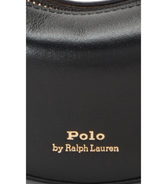 Polo Ralph Lauren Bolsa de couro meia-lua preta