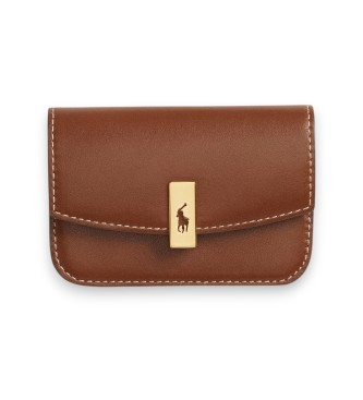 Polo Ralph Lauren Carteira de couro Over Card marrom