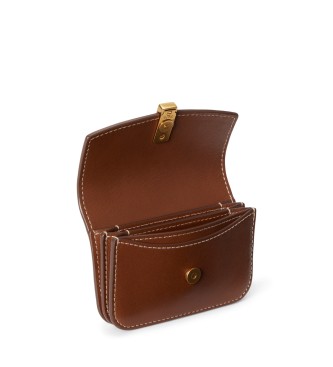 Polo Ralph Lauren Carteira de couro Over Card marrom