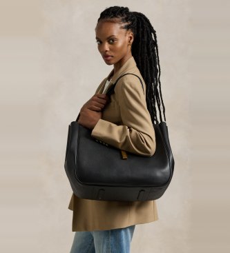 Polo Ralph Lauren Bolso tote Polo ID grande de piel negro