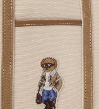 Polo Ralph Lauren Bolsa tote shopper pequena com Polo Bear bege