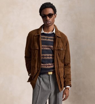 Polo Ralph Lauren Funkcionalna jakna iz rjave semiš usnje
