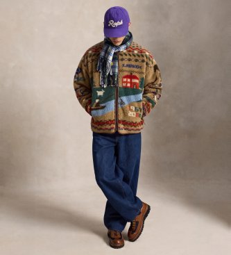 Polo Ralph Lauren Multifarvet landskabsfleecejakke