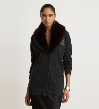 Lauren Ralph Lauren Cardigan i uld og kashmir, grå
