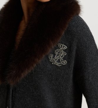Lauren Ralph Lauren Cardigan i uld og kashmir, grå