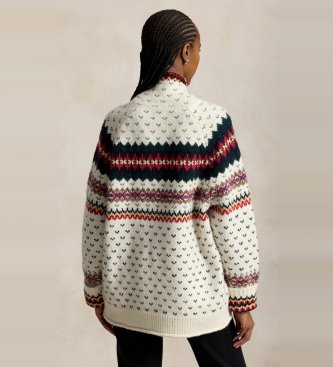 Polo Ralph Lauren Pull en mélange de laine Fair Isle blanc